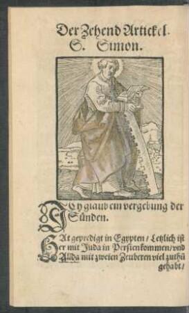 Der Zehend Artickel. S. Simon.