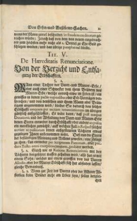 Tit. V. De Haereditatis Renunciatione.