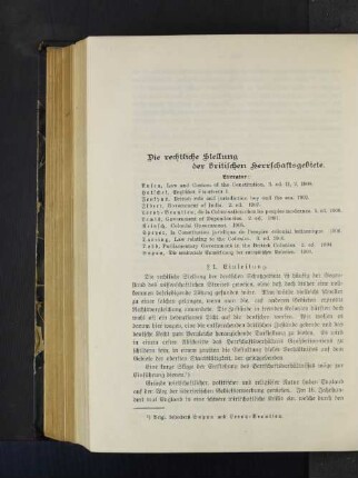 Die rechtliche Stellung der britischen Herrschaftsgebiete.