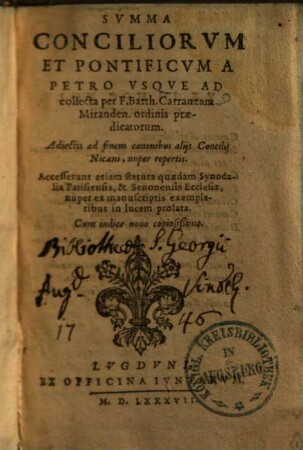 Summma Conciliorum et Pontificum ...