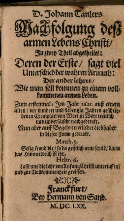 Nachfolgung des armen Lebens Christi
