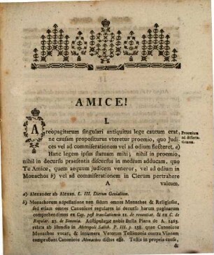 Bona Clericorvm Cavsa Proposita In Dissertatione Canonico-Historico-Critica De Religiosis Ac Monachiis Ab Ecclesiis Parochialibvs Et Cvra Animarvm Amovendis. Ad Amicvm Svvm : A Clerico Dioeceseos Ratisb. A. M.D.C.C.L.X.V.III.