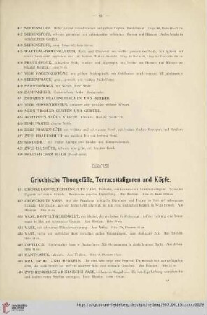 Griechische Thongefäße, Terracottafiguren und Köpfe (Nr. 431-487)