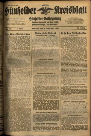 Erste Ausgabe vom Mittwoch, den 04. September 1935.