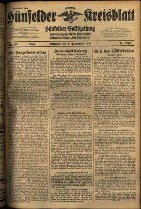 Erste Ausgabe vom Mittwoch, den 04. September 1935.
