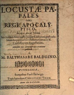 Locustae papales cum rege apocalyptico : ex cap. 9. Apocal. Johann.