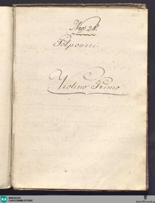 Pot-pourri pour 2 violons, alto, violonelle e contrebasse, 2 flûtes, 2 hautbois, 2 clarinettes, 2 bassons, 2 cors, 2 trompettes, timbales, (trombone ad libitum)