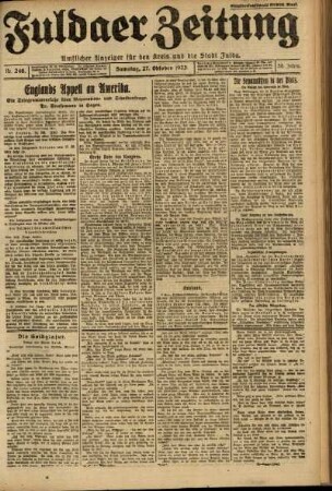 Ausgabe vom Samstag, den 27. Oktober 1923.