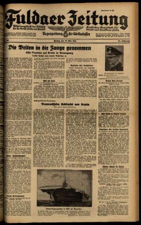 Ausgabe vom Freitag, den 30. Mai 1941.