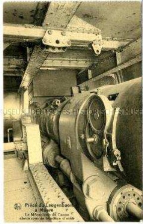 Unterirdischer Mechanismus eines deutschen Geschützes (Bettungsgeschütz) im belgischen Leugenboom
