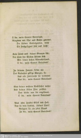 Gedicht "O du, mein theures Vaterland"