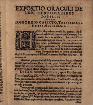 Expositio oraculi de LXX. septimanis Danieli Prophetae manifestati