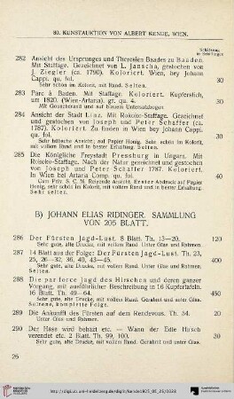 Johann Elias Ridinger. Sammlung von 205 Blatt (Nr. 286-302)