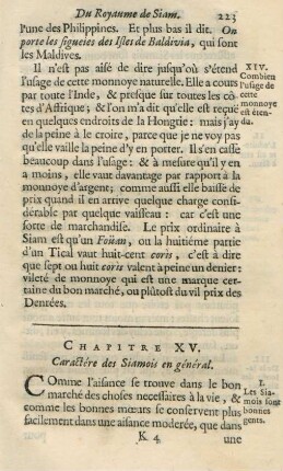 Chapitre XV. Caractere des Siamois en général