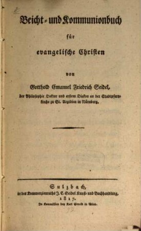 Beicht- und Kommunionbuch für evangelische Christen
