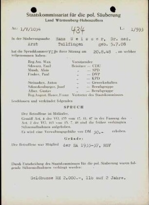 Weisser, Hans, Dr. med.