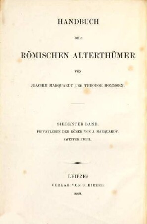 Handbuch der römischen Alterthümer. 7,2