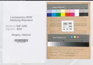 Entnazifizierung Heinrich Wegers, geb. 04.09.1892 (Schreinermeister)