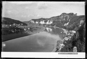 Blick auf Rathen mit Bastei-Wände