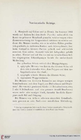 9: Numismatische Beiträge, [1]