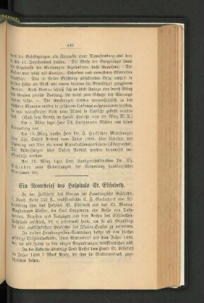Ein Rentebrief des Hospitals St. Elisabeth.