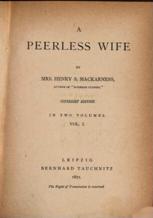 A peerless wife, 1
