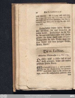 Die IX. Lection. Gehalten Mittwochs d. 9. Maji 1725.
