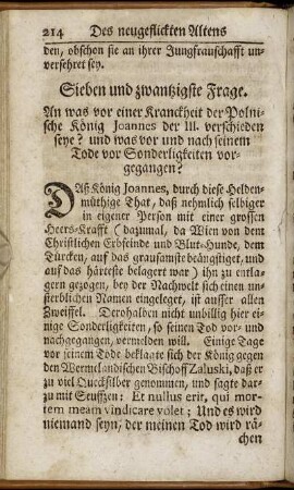 Sieben und zwantzigste Frage.