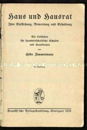 Lehrbuch über Haus und Hausrat