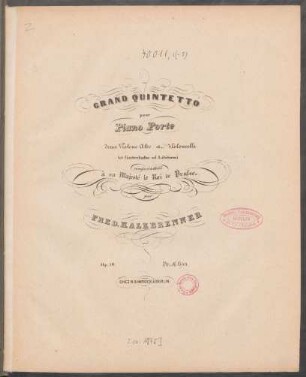 Grand quintetto pour piano forte 2 violons alto et violoncelle (et contrebasse ad lib.) op. 30