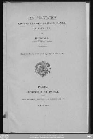 Une incantation contre les génies malfaisants en mandaïte