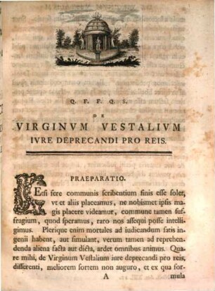 Exercitatio Ivridica De Virginvm Vestalivm Ivre Deprecandi Pro Reis
