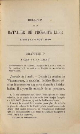 Relation de la bataille de Frœschwiller livrée le 6 août 1870