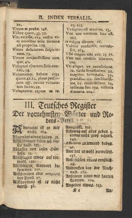 III. Teutsches Register Der vornehmsten Wörter und Redens-Arten