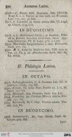 IV. Philologia Latina