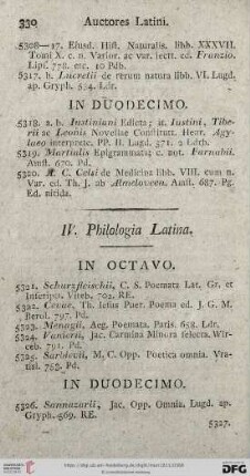 IV. Philologia Latina