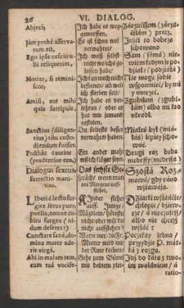 Dialogus sextus = Das sechste Gespräch = Szosta Rozmowa