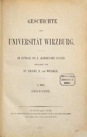 Geschichte der Universität Wirzburg, 1. Geschichte