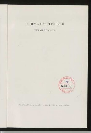 Hermann Herder : ein Gedenken