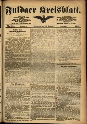 Ausgabe vom Donnerstag, den 12. November 1908.