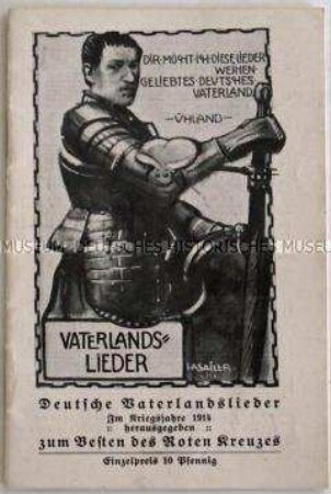 Text-Noten-Heft mit patriotischen Liedern aus dem 1. Weltkrieg