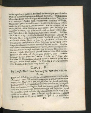 Caput III. De Causa Materiali tum in qua, tam circa quam.