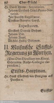 II. Meißnische Stiffts-Regierung zu Wurtzen