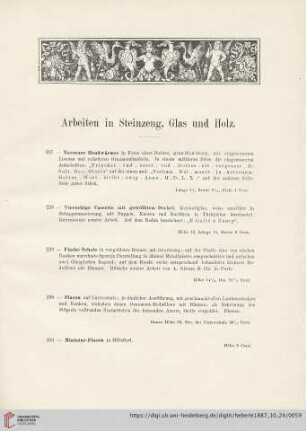 Arbeiten in Steinzeug, Glas und Holz (Nr. 227 - 233)