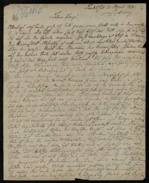 Brief von Friedrich Carl von Savigny an Johann Heinrich Christian Bang
