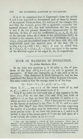 Note on matrices in involution.
