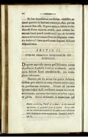 Sectio II. Utrum Dilectio Inimicorum Sit Posssibilis
