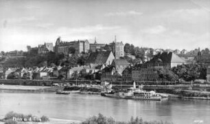 Pirna. Stadtansicht über die Elbe, Ansichtskarte