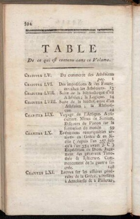 Table De ce qui est contenu dans ce Volume.