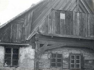 Wohnhaus in Spohla, Detail : Bauwesen - Exterieur. Ort: Spale / Spohla. Mit Holz verschalter Fachwerkgiebel in Spohla.